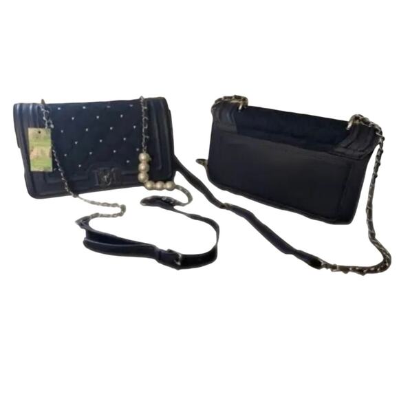 BADGLEY MISCHKA Studded Chain Linked Leather Crossbody Bag New with Tag - Picture 4 of 4